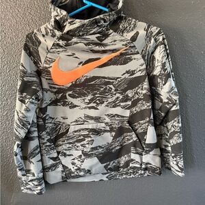Nike Kids' Black and Orange Patterned Hoodie